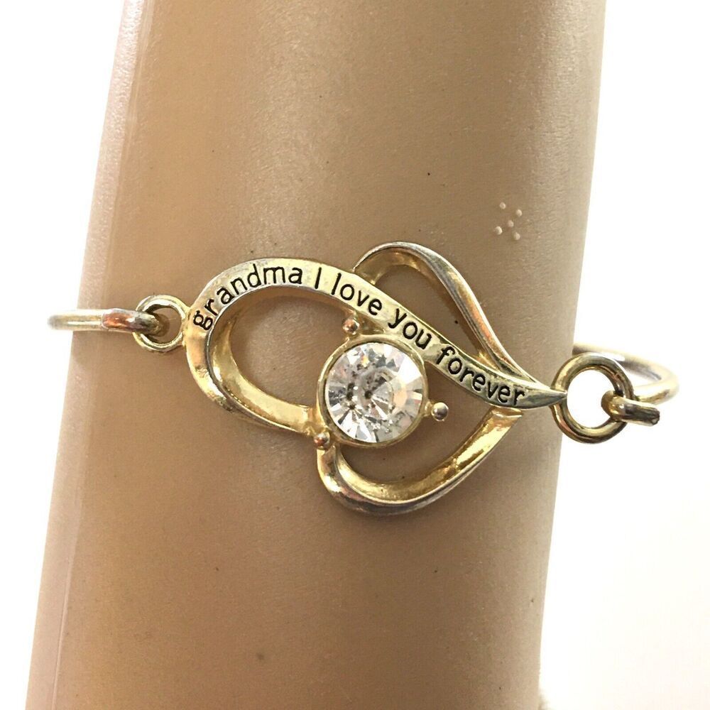 Grandma I Love You Forever Bracelet 8in Gold Tone Wire Grandmother Gift